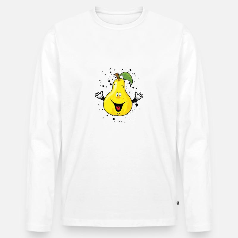 Birne - Männer Premium Bio Langarmshirt - Weiß
