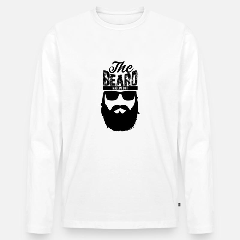 7 Beard Black Design - Männer Premium Bio Langarmshirt - Weiß