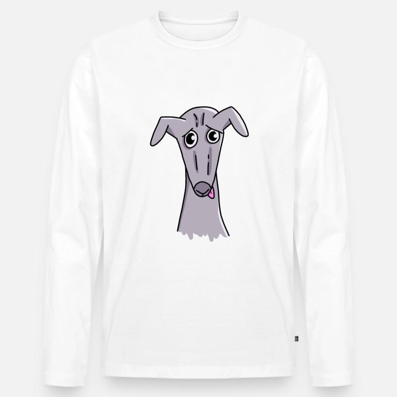 Witziger Greyhound - Männer Premium Bio Langarmshirt - Weiß