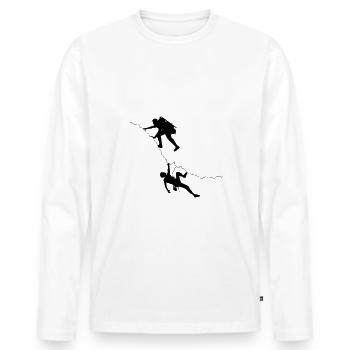 Lustiges Kletter und Wanderdesign - Männer Premium Bio Langarmshirt - Weiß - Vorne - Nico (187cm)