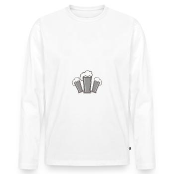 Bier du Geile Sau - Alkohol Säufer Sauf Bierathlon - Männer Premium Bio Langarmshirt - Weiß - Vorne - Nico (187cm)