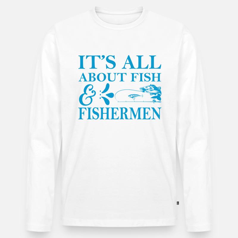 Fishermen - Männer Premium Bio Langarmshirt - Weiß