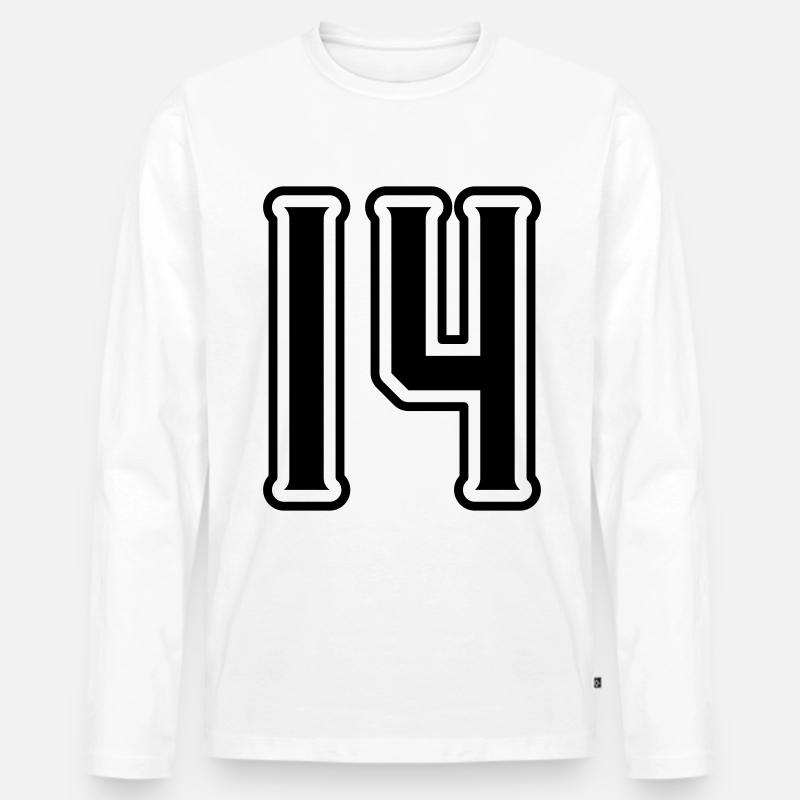 14 Zahl symbol - Männer Premium Bio Langarmshirt - Weiß