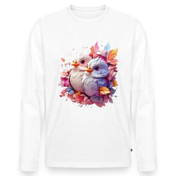 Vogel Bird V1 24 04 - Men's Premium Organic Long Sleeve Shirt - white - Front - Nico (187cm)