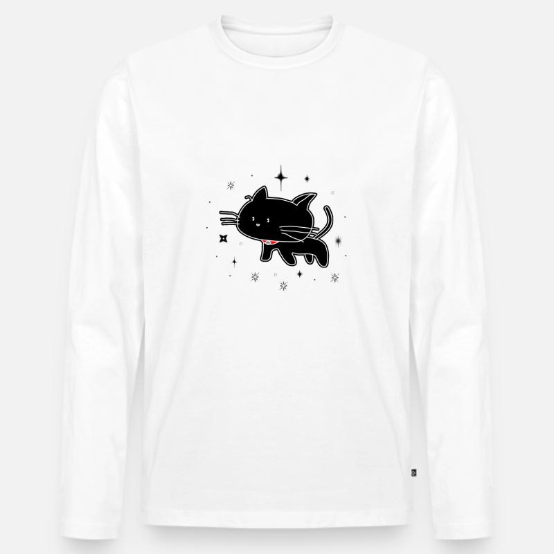 Schwarze Katze - Männer Premium Bio Langarmshirt - Weiß
