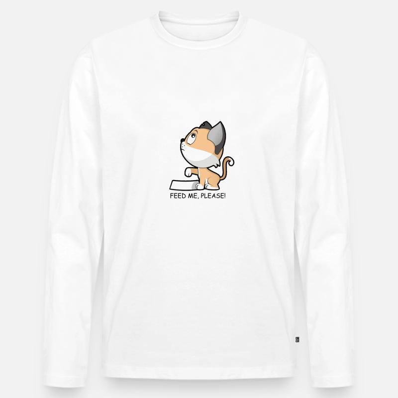 Hungriges Kätzchen - Männer Premium Bio Langarmshirt - Weiß