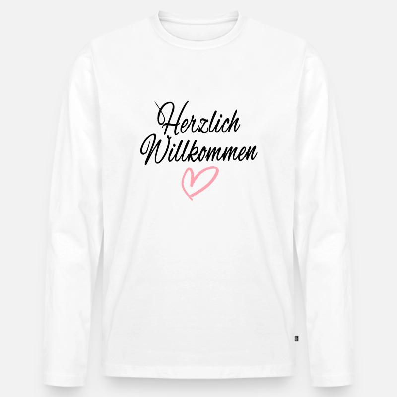 herzlich willkommen - Männer Premium Bio Langarmshirt - Weiß