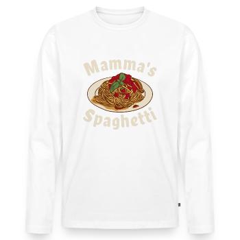 Mamma's Spaghetti - Männer Premium Bio Langarmshirt - Weiß - Vorne - Nico (187cm)