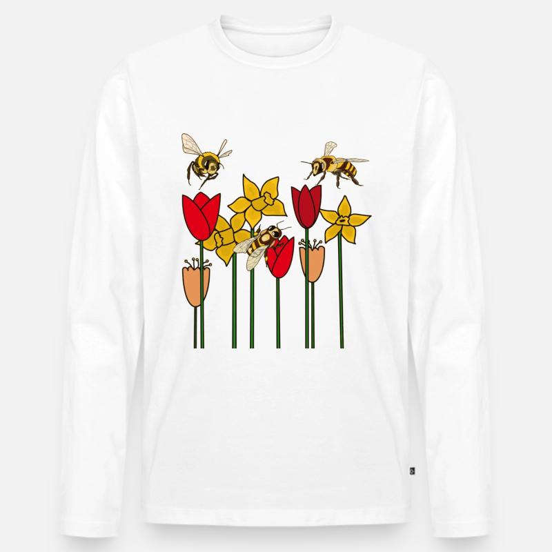 Frühling - Männer Premium Bio Langarmshirt - Weiß
