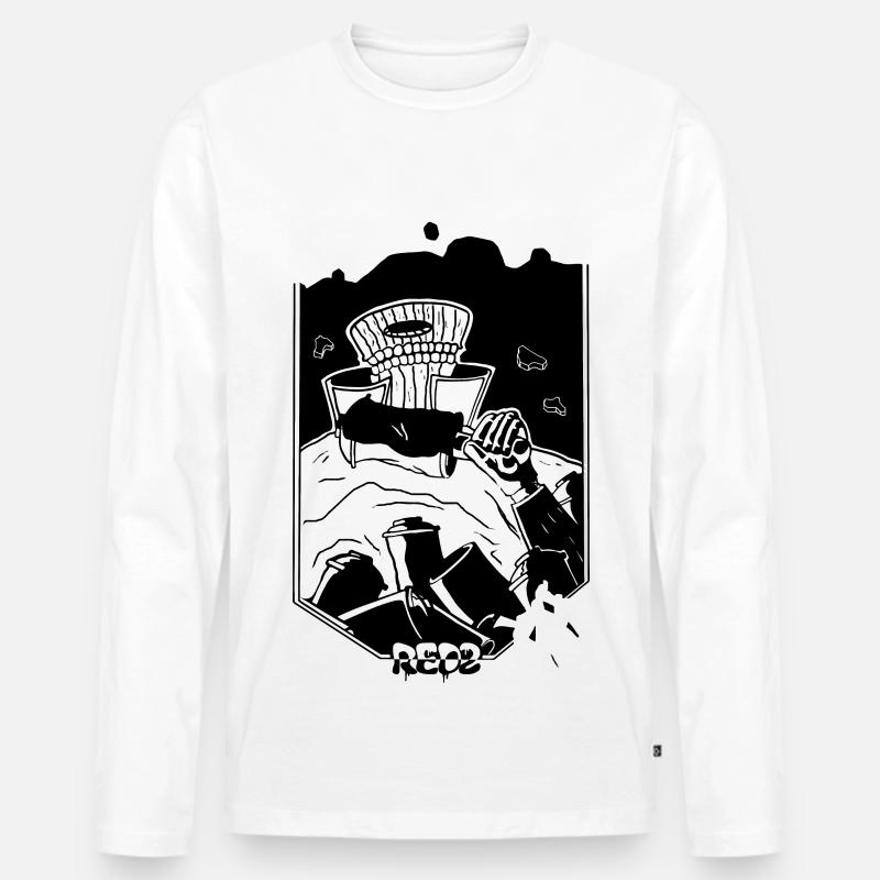 Herr Dünn - Männer Premium Bio Langarmshirt - Weiß