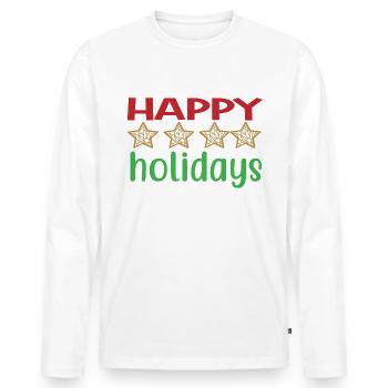 Joyeuses Fêtes - T-shirt manches longues Premium bio Homme - blanc - Devant - Nico (187cm)