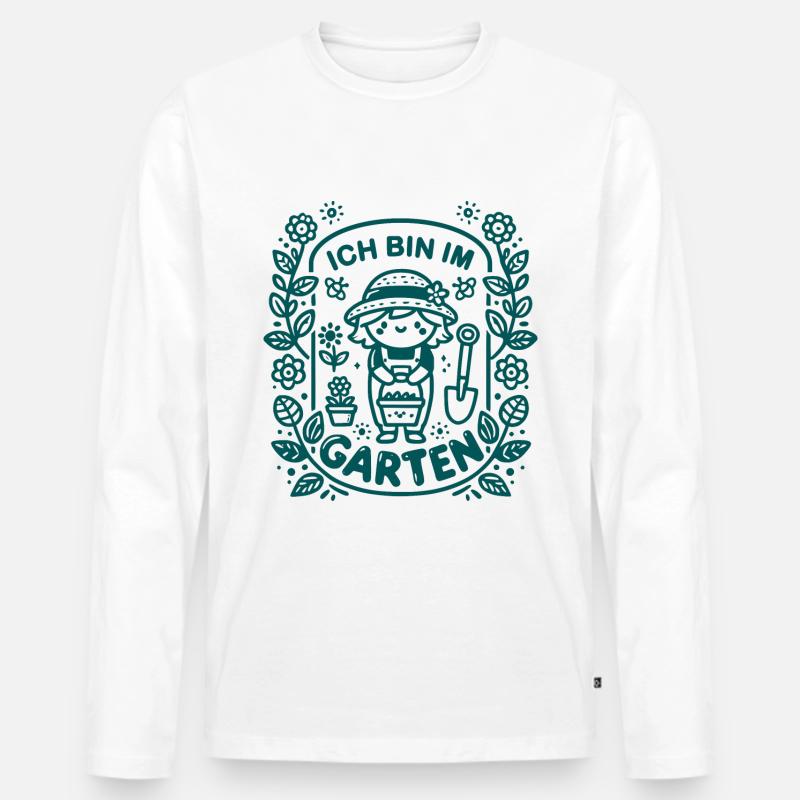 Ich bin im Garten - Männer Premium Bio Langarmshirt - Weiß