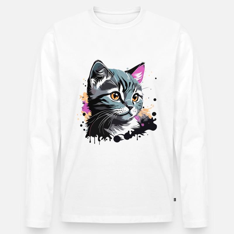 süsses Kätzchen, Katze - Männer Premium Bio Langarmshirt - Weiß