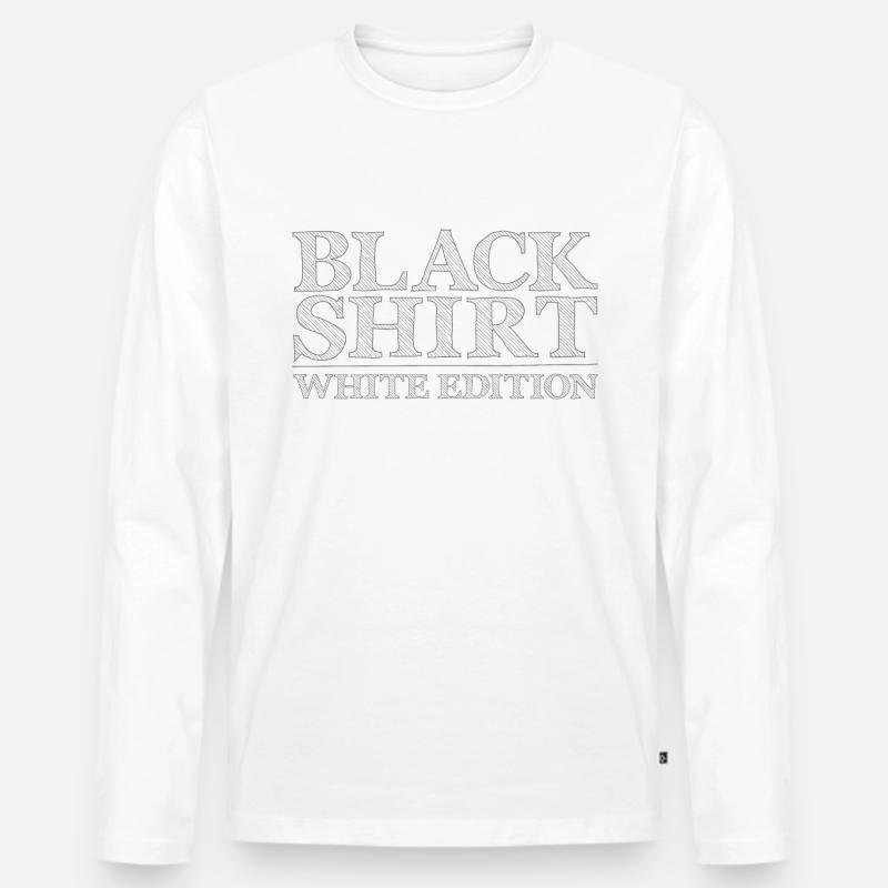 Black Shirt White Edition - Männer Premium Bio Langarmshirt - Weiß