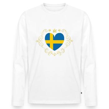 Suède drapeau suédois drapeau blason drapeau - T-shirt manches longues Premium bio Homme - blanc - Devant - Nico (187cm)