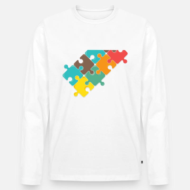 bunt Puzzel design Puzzelteil - Männer Premium Bio Langarmshirt - undefined