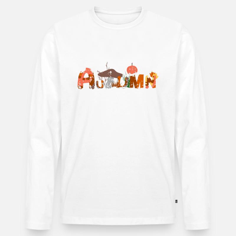 Herbst / Oktober / Otoño - Männer Premium Bio Langarmshirt - Weiß