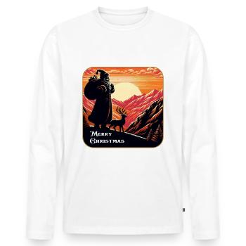 Weihnachtsmann mit Rentier im Gebirge - Männer Premium Bio Langarmshirt - Weiß - Vorne - Nico (187cm)