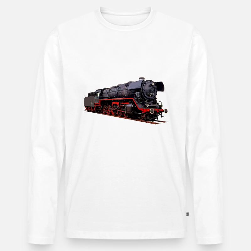 Dampflok BR 44 1486 - Männer Premium Bio Langarmshirt - Weiß