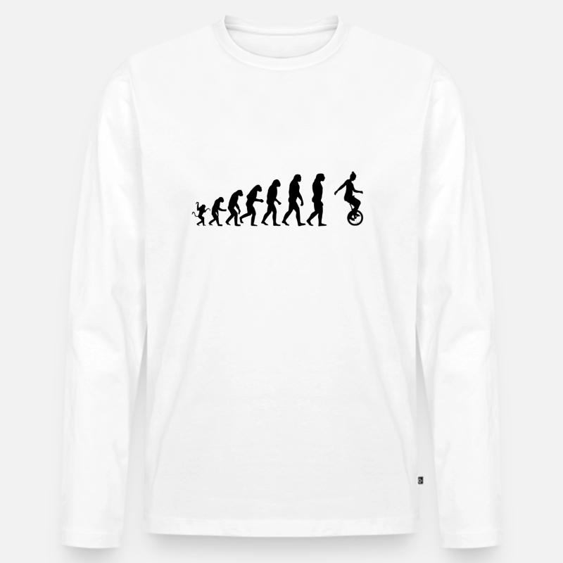 Einradfahrer Evolution - Männer Premium Bio Langarmshirt - Weiß