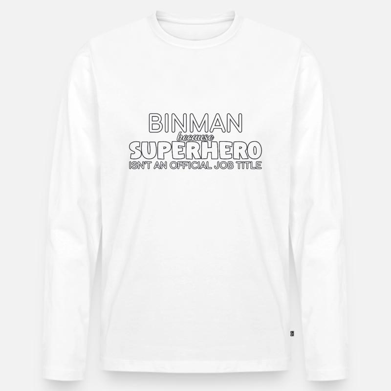 Binman Superhero - Männer Premium Bio Langarmshirt - Weiß