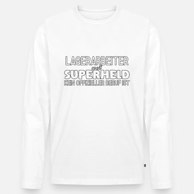 Lagerarbeiter Superheld - Männer Premium Bio Langarmshirt - Weiß
