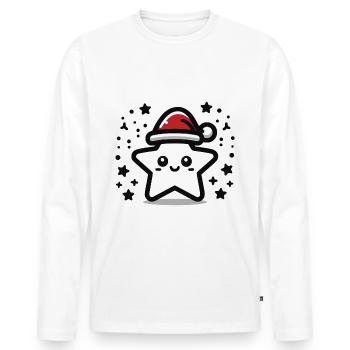 Star Cute Poinsettia - Men's Premium Organic Long Sleeve Shirt - white - Front - Nico (187cm)