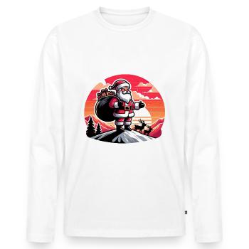 Weihnachtsmann mit Rentieren auf Bergspitze - Männer Premium Bio Langarmshirt - Weiß - Vorne - Nico (187cm)