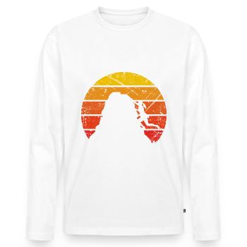 Vintage Sun and Climbing 1 - - Men's Premium Organic Long Sleeve Shirt - white - Front - Nico (187cm)