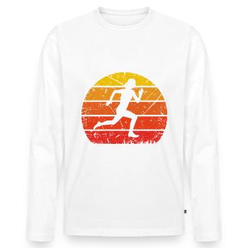 Vintage Sun and Running 1 - - Men's Premium Organic Long Sleeve Shirt - white - Front - Nico (187cm)