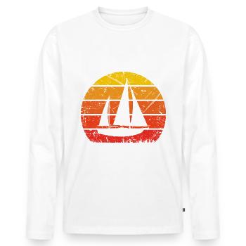 Vintage Sonne und Segeln - - Männer Premium Bio Langarmshirt - Weiß - Vorne - Nico (187cm)