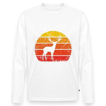 Vintage Sun and Hunting 2 - - Men's Premium Organic Long Sleeve Shirt - white - Front - Nico (187cm)
