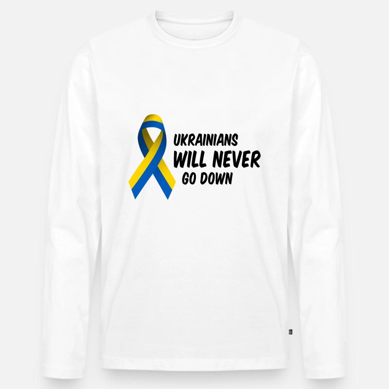 Ukraine Krieg Frieden Sieg Statement - Männer Premium Bio Langarmshirt - Weiß