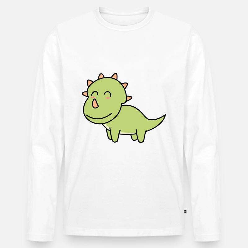 Dinosaurier triceratops Comic - Männer Premium Bio Langarmshirt - Weiß