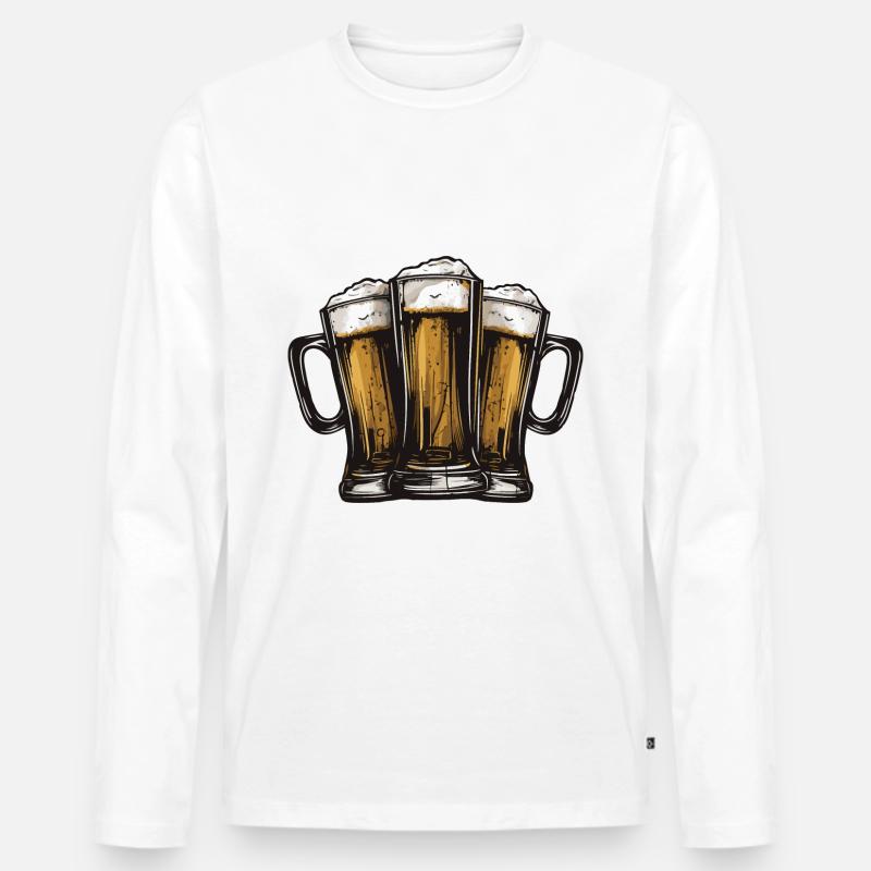 Bier Anstoßen Party - Männer Premium Bio Langarmshirt - Weiß