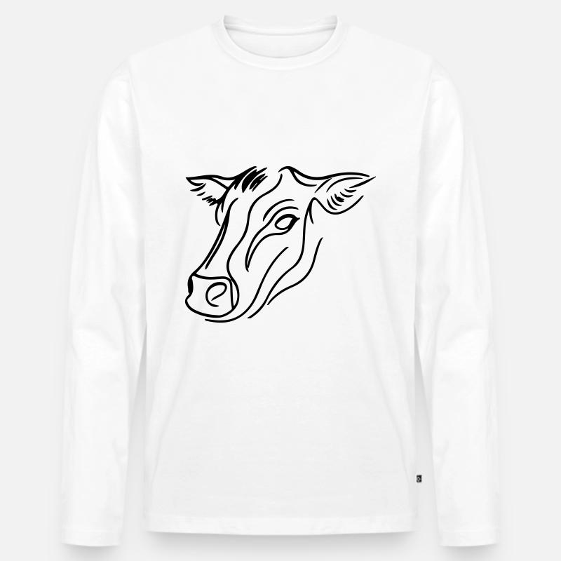 Kuh Kopf Rind - Männer Premium Bio Langarmshirt - Weiß