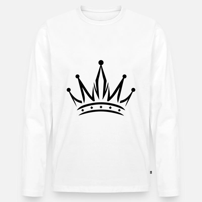 Krone Symbol - Männer Premium Bio Langarmshirt - Weiß