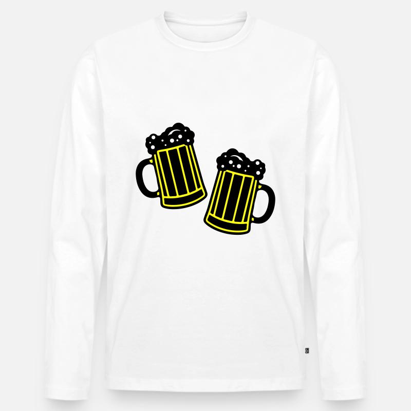 Bier Symbol Saufen - Männer Premium Bio Langarmshirt - Weiß