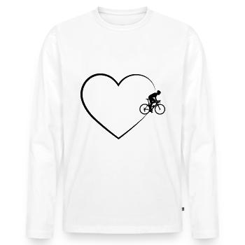 Heart 2 and Cycling - - Men's Premium Organic Long Sleeve Shirt - white - Front - Nico (187cm)