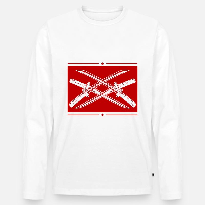 Samurai Schwert Element - Männer Premium Bio Langarmshirt - Weiß