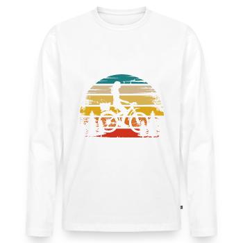 Retro Sun & Cyclisme - (2) - T-shirt manches longues Premium bio Homme - blanc - Devant - Nico (187cm)