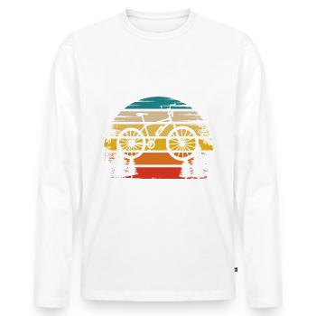 Soleil rétro et vélo électrique - - T-shirt manches longues Premium bio Homme - blanc - Devant - Nico (187cm)