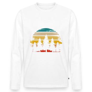 Soleil rétro et arbres - - T-shirt manches longues Premium bio Homme - blanc - Devant - Nico (187cm)
