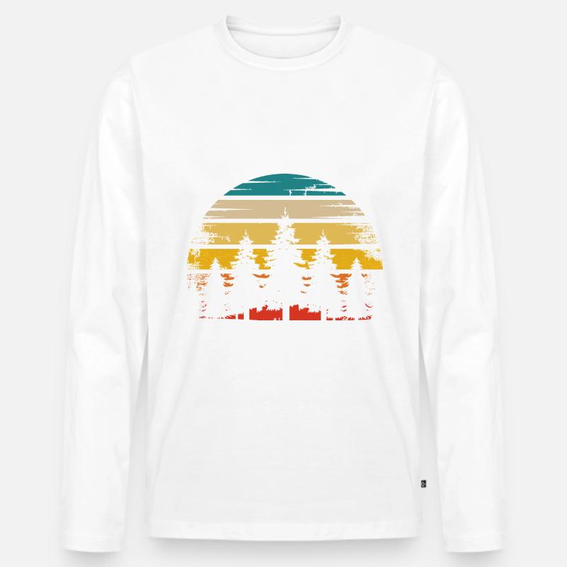 Retro Sonne und Bäume - - Männer Premium Bio Langarmshirt - Weiß
