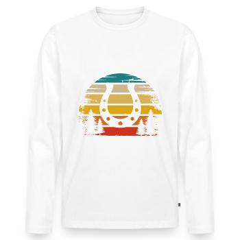 Rétro Soleil et Cheval - - T-shirt manches longues Premium bio Homme - blanc - Devant - Nico (187cm)