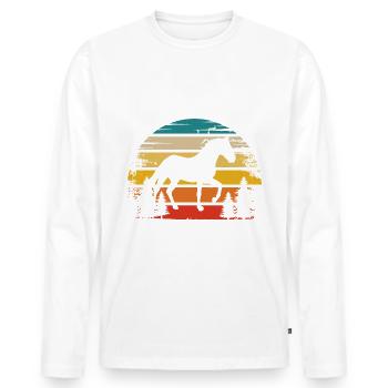 Retro Sonne und Pferd - (3) - Männer Premium Bio Langarmshirt - Weiß - Vorne - Nico (187cm)
