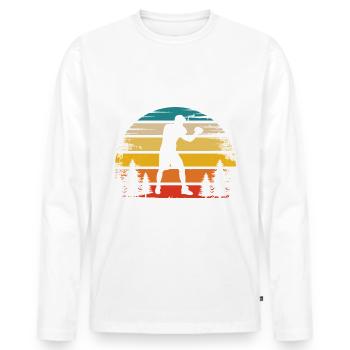 Boxe Soleil Rétro - Bo - T-shirt manches longues Premium bio Homme - blanc - Devant - Nico (187cm)