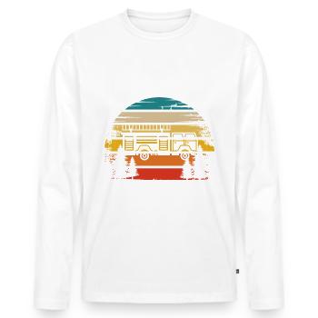 Retro Sun and Fire Brigader - (2) - Men's Premium Organic Long Sleeve Shirt - white - Front - Nico (187cm)