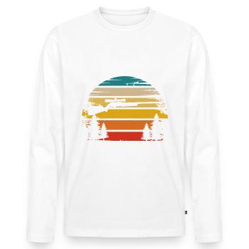 Soleil rétro et chasse - - T-shirt manches longues Premium bio Homme - blanc - Devant - Nico (187cm)