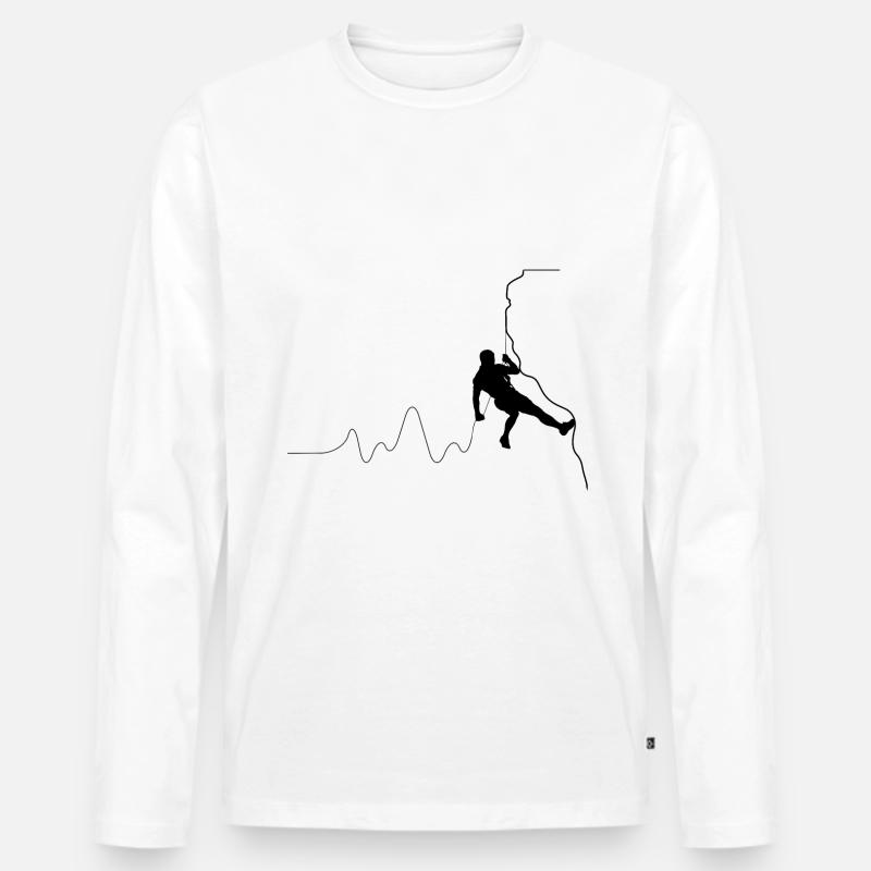 Herzschlag Bergsteeiger - - Männer Premium Bio Langarmshirt - Weiß